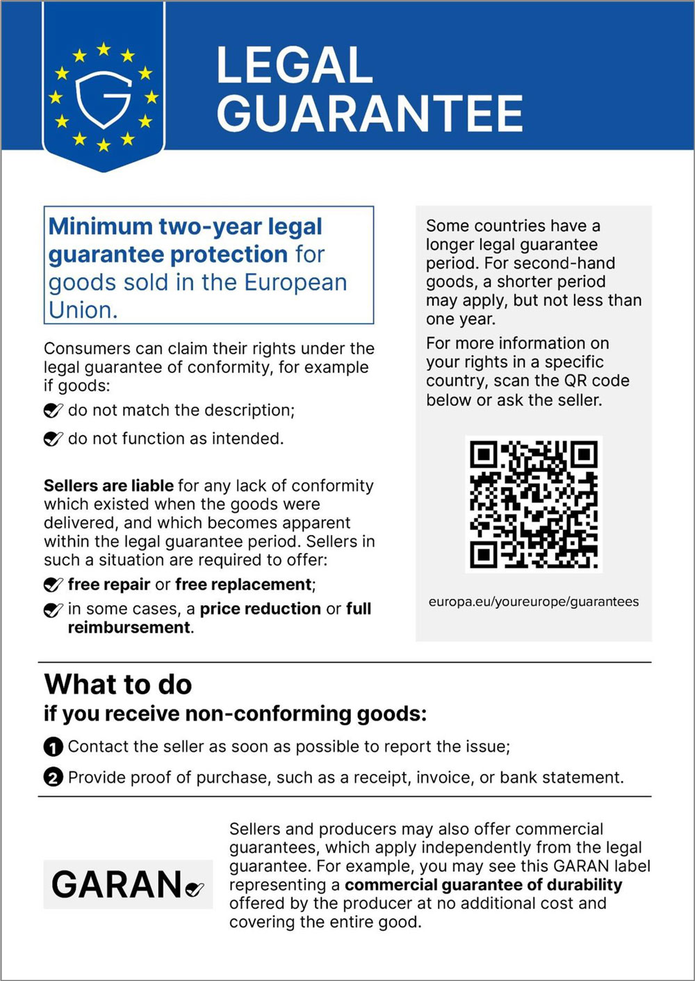 EU Label for Legal Guarantee