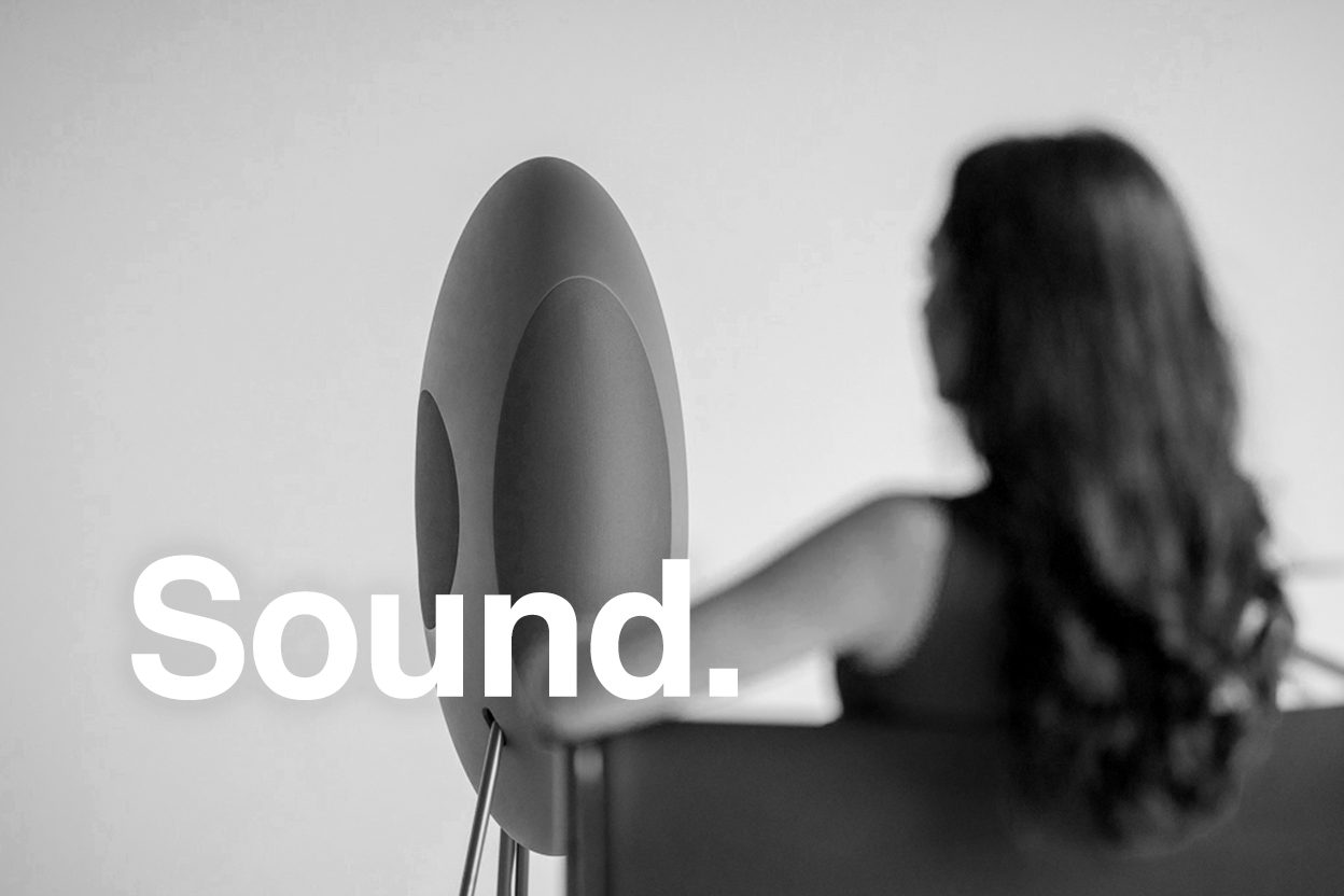 Musegg speaker with person listening